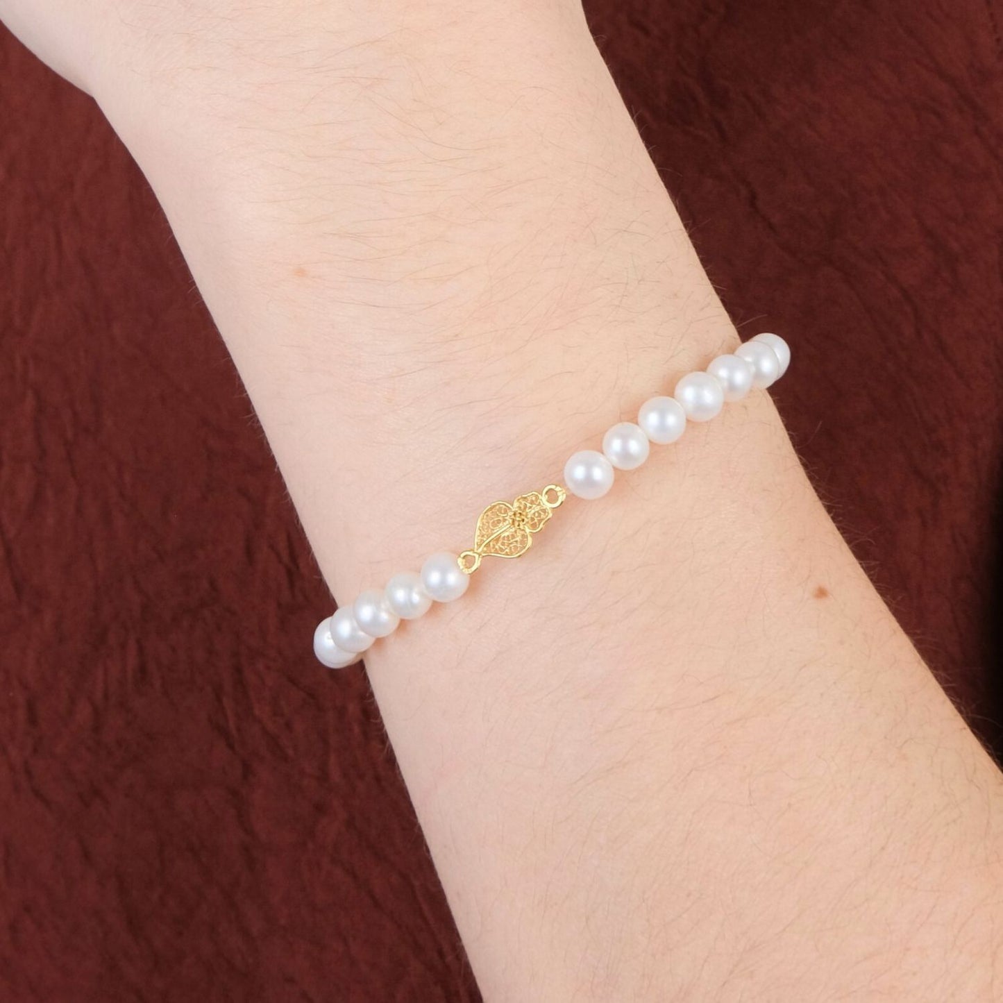 Pulsera Corazón de Viana de Oro 19,2Kt con Perlas