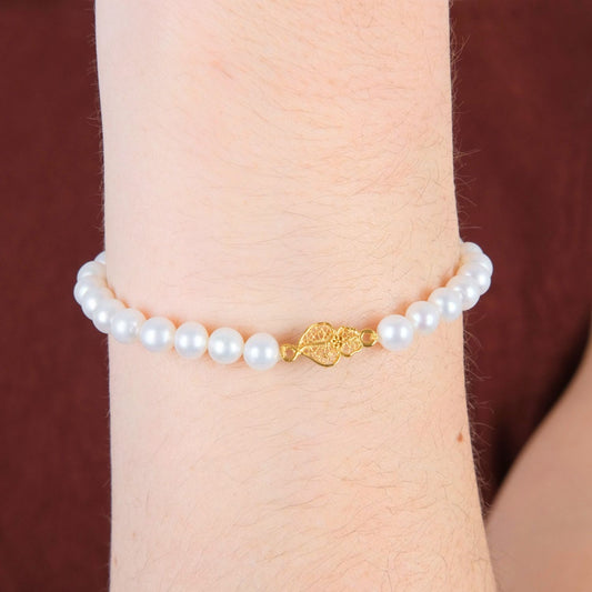 Pulsera Corazón de Viana de Oro 19,2Kt con Perlas