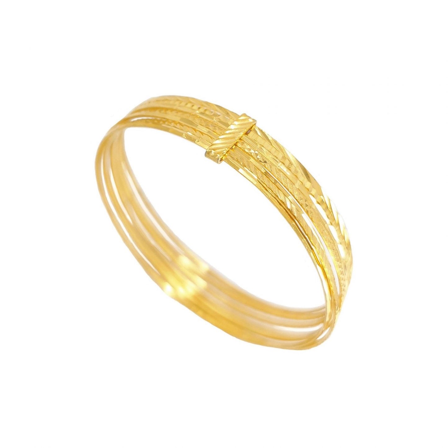 Pulsera Siete Brazaletes de Plata Bañada en Oro